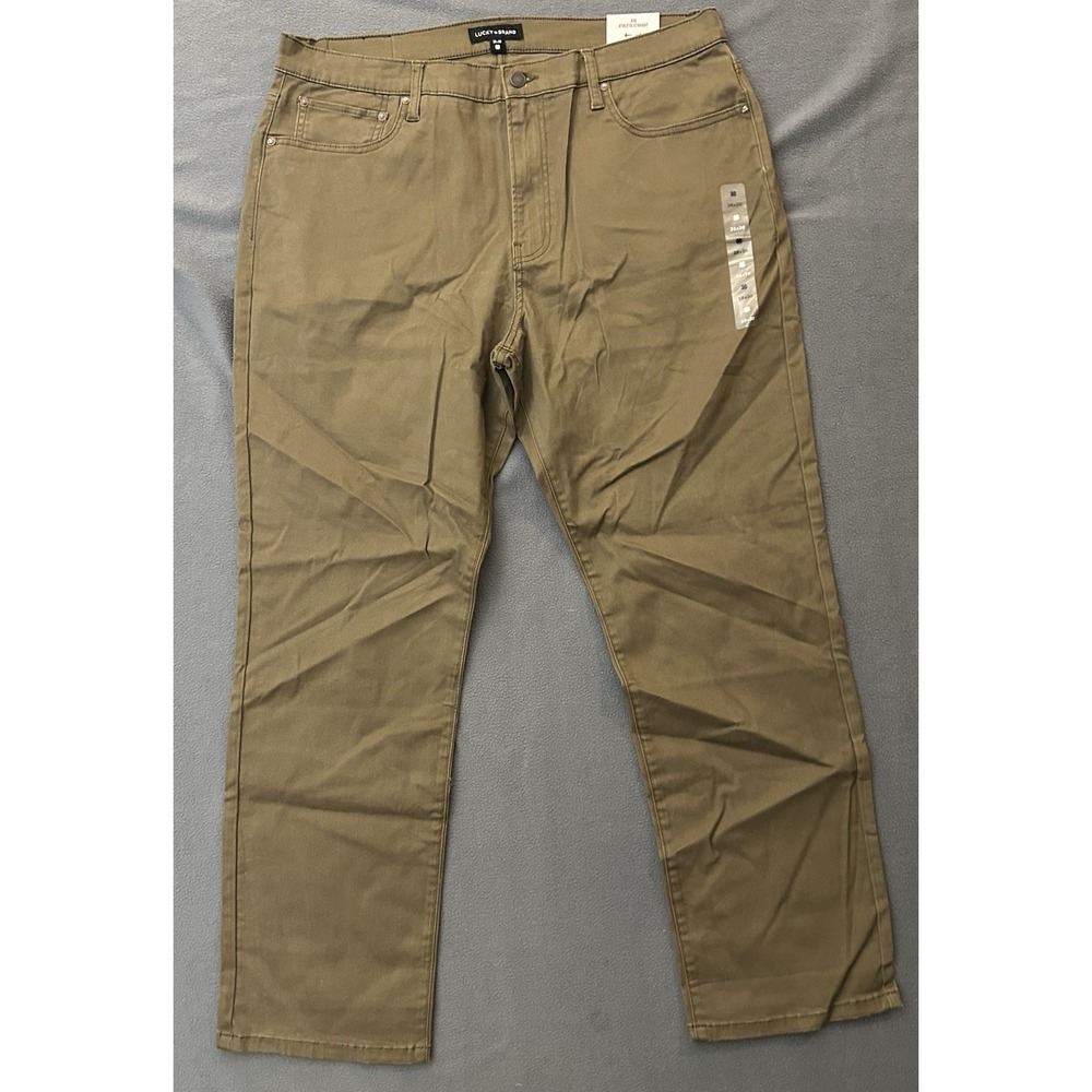 Lucky Brand 410 Athletic Straight Pants Mens Brown Advanced Stretch Chino 38X30